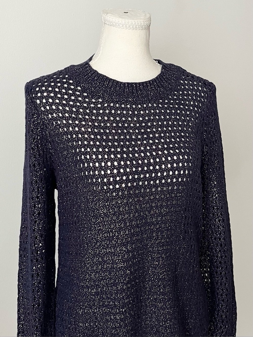 Narciso Rodriguez x Design Nation Women's Crochet Sweater Blue Silver Size M